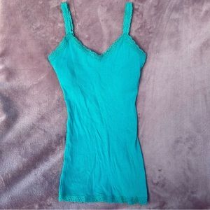 Aeropostale Lace Trim Mint Tank Top with Shelf Bra
